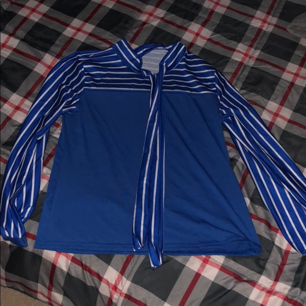 Women’s long sleeve shirt - royal blue- stripes